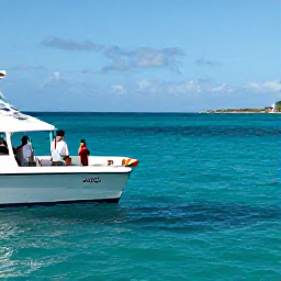 Caribbean Holidays, December Fishing, A sport fishing charter travelling across clear deep Caribbean water near Saint Martin, with anglers watching the horizon under a sunny December sky