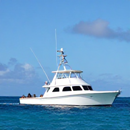 Caribbean Holidays, December Fishing, Anglers aboard a modern charter boat catching fish in clear blue Caribbean water near Providenciales