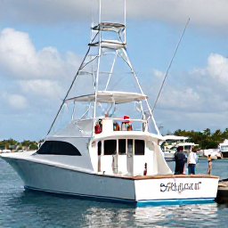 Caribbean Holidays, December Fishing, Modern fishing charter boat with friendly crew preparing rods and tackle in a Trinidad marina