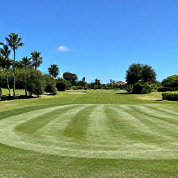 Caribbean Holidays, December Golf Holidays, Well-maintained green fairway and putting green at a Barbados golf resort under clear blue skies