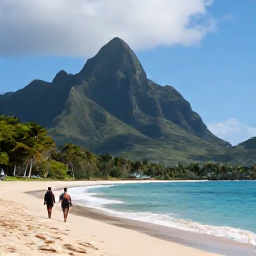 Caribbean Holidays, December Holidays, Beautiful Caribbean beach on Saint Vincent with volcanic mountains, lush rainforest and a couple walking beside the sea