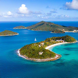 Caribbean Holidays, December Honeymoons, Aerial view of turquoise water, white beaches and green islands in the British Virgin Islands, with a small sailing boat between the islands
