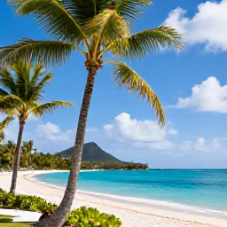 Caribbean Holidays, December Honeymoons, Elegant Saint Barth&eacute;lemy coastal view with a boutique hotel, palm trees, turquoise sea and bright December sky