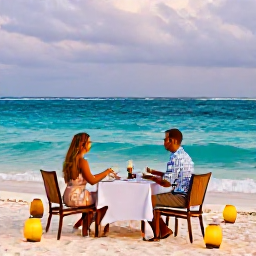 Caribbean Holidays, December Honeymoons, Romantic beachfront resort in Punta Cana with couples dining under lanterns beside the sea