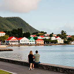 Caribbean Holidays, December Honeymoons, Romantic couple exploring St George's Grenada, colourful waterfront buildings, hillside streets and harbour views