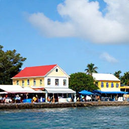 Caribbean Holidays, December Instagram Hotspots, Colourful waterfront scene in Kingstown, Saint Vincent, with historic buildings, market stalls, people and a bright Caribbean sky