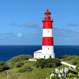 Caribbean Holidays, December Instagram Hotspots, The red-and-white lighthouse on a green hill above Saint Barth&eacute;lemy, with Gustavia and the Caribbean Sea in the background