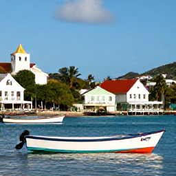Caribbean Holidays, December Instagram Spots, Colourful fishing boats and waterfront buildings in Spanish Town, Virgin Gorda, photographed in clear December daylight