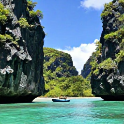 Caribbean Holidays, December Instagram Spots, Dramatic limestone cliffs and turquoise sea at Los Haitises National Park, lush mangroves and small boat in December sunlight