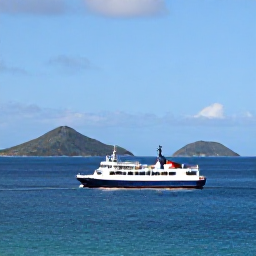 Caribbean Holidays, December Island Hopping, A scenic Caribbean ferry crossing between Saint Kitts and Nevis, with calm blue water and mountainous islands in the distance