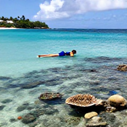 Caribbean Holidays, December Nature Holidays, Colourful tropical fish and coral beneath clear shallow water near Saint Martin, with a snorkeller exploring a calm bay