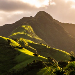Caribbean Holidays, December Nature Holidays, Green mountain slopes and tropical forest on Saint Kitts in warm December sunshine