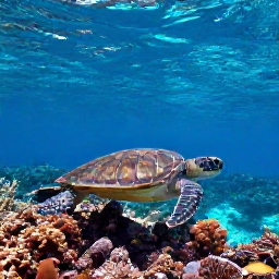 Caribbean Holidays, December Nature Holidays, Snorkeller viewing coral reef, tropical fish and a sea turtle in the clear turquoise waters of the Tobago Cays