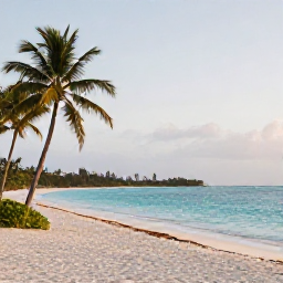Caribbean Holidays, December Nature, Quiet white-sand beach on Providenciales in December, turquoise water, sea grape and palm trees, soft morning light