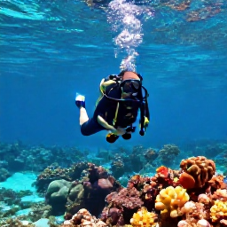 Caribbean Holidays, December Scuba Diving, Clear turquoise water and a scuba diver exploring a colourful reef off Saint Barth&eacute;lemy in December sunshine