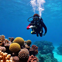 Caribbean Holidays, December Scuba Diving, Scuba diver exploring a colourful coral reef in clear turquoise water off Saint Vincent and the Grenadines