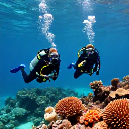 Caribbean Holidays, December Scuba Diving, Scuba divers exploring a colourful coral reef in clear turquoise water around the United States Virgin Islands