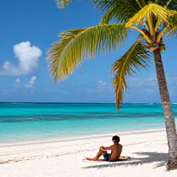 Caribbean Holidays, December Solo Holidays, A solo traveller relaxing on a quiet white-sand beach in the British Virgin Islands beneath palm trees, with clear turquoise water and a December sky