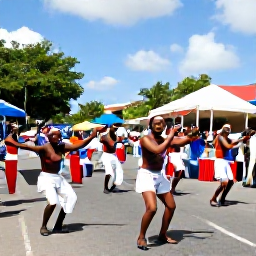 Caribbean Holidays, December Solo Holidays, Colourful street parade in Basseterre, Saint Kitts, with dancers, musicians and festive Caribbean decorations