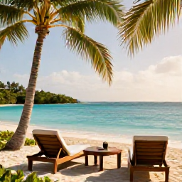 Caribbean Holidays, December Spa Breaks, A tranquil luxury spa beside a turquoise lagoon on Providenciales, Turks and Caicos, with palm trees and warm December sunshine