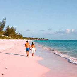 Caribbean Holidays, December Spa Breaks, Couple walking along a pink-sand beach in Bermuda on a bright December morning