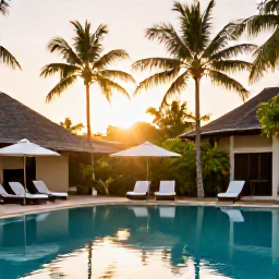Caribbean Holidays, December Spa Breaks, Relaxing luxury spa resort in Jamaica in December, palm trees, warm Caribbean light and a calm swimming pool