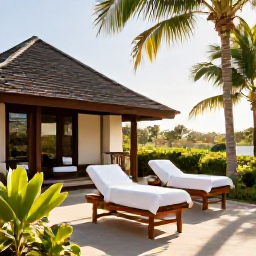 Caribbean Holidays, December Spa Breaks, Relaxing luxury spa treatment in a stylish Puerto Rico resort, with warm December sunlight and tropical greenery
