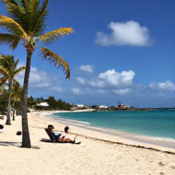 Caribbean Holidays, December Tours, Sunny Caribbean beach on Saint Martin in December, turquoise water, white sand, palm trees and a relaxed holiday atmosphere