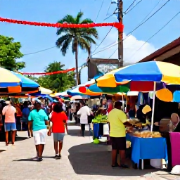 Caribbean Holidays, December Trinidad, Colourful December street market in Port of Spain with local food, crafts and festive decorations