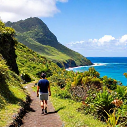 Caribbean Holidays, December Walking, A coastal walking trail on Saint Vincent with lush green hills, tropical vegetation and bright December sunshine overlooking the Caribbean Sea