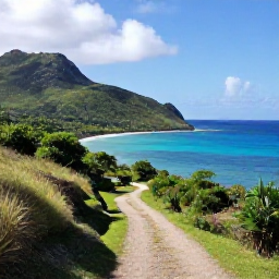 Caribbean Holidays, December Walking Holidays, A scenic Caribbean coastal walking trail in December, with turquoise sea, green hills and warm sunshine