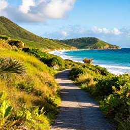 Caribbean Holidays, December Walks, A scenic coastal walking trail on St John in the United States Virgin Islands, with turquoise sea, green hills and warm December sunlight