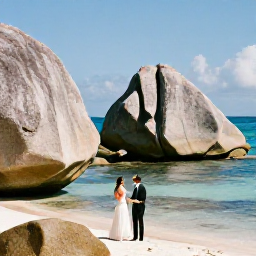 Caribbean Holidays, December Weddings, A couple exploring Virgin Gorda's Baths in December, with giant granite boulders, clear blue water and bright sunshine
