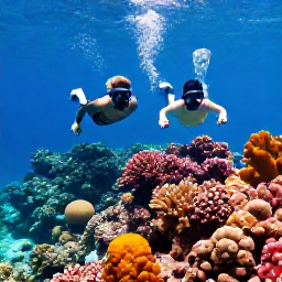 Caribbean Holidays, December Weddings, A couple snorkelling over a colourful coral reef near Providenciales in Turks and Caicos, with clear water and tropical fish