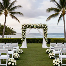 Caribbean Holidays, December Weddings, A stylish outdoor wedding ceremony in a Saint Lucia tropical garden, decorated with simple white flowers and views towards the sea