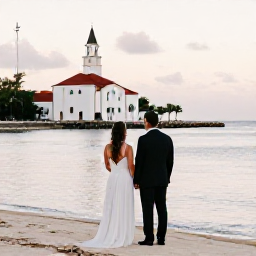 Caribbean Holidays, December Weddings, Couple exploring George Town and enjoying a relaxed Cayman Islands holiday after their wedding