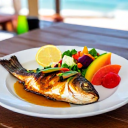 Caribbean Holidays, December Wellness, Healthy Caribbean lunch with grilled fish, colourful salad and tropical fruit at a relaxed seaside restaurant in St Croix