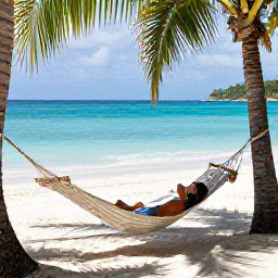 Caribbean Holidays, December Wellness, Traveller relaxing in a shaded beach hammock on a Caribbean island, with clear blue sea and soft white sand in Saint Vincent and the Grenadines