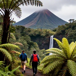 Caribbean Holidays, Dominica Adventure, Hikers crossing a rainforest trail in Dominica, surrounded by ferns, waterfalls and volcanic mountain scenery