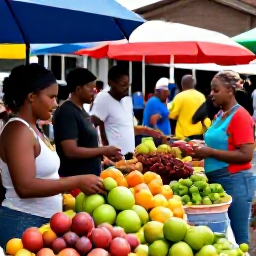 Caribbean Holidays, Dominica Adventure Holidays, A friendly local market in Roseau, Dominica, with colourful fruit, spices and visitors meeting island residents