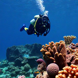 Caribbean Holidays, Dominica Adventure Holidays, A scuba diver exploring a colourful coral reef off Dominica, with tropical fish, sponges and volcanic underwater scenery