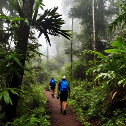 Caribbean Holidays, Dominica Adventure Holidays, Hikers walking through misty rainforest on Dominica&rsquo;s Waitukubuli National Trail in February