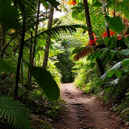 Caribbean Holidays, Dominica Adventure Holidays, Lush Dominica rainforest in December with a clear hiking trail, tropical foliage and soft morning sunlight
