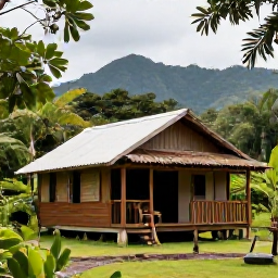 Caribbean Holidays, Dominica Adventure Holidays, Travellers relaxing at a simple eco-lodge in Dominica after an active day, surrounded by rainforest and distant mountains