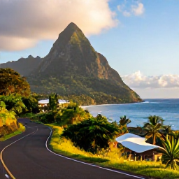 Caribbean Holidays, Dominica Adventure, Scenic coastal road and welcoming village in Dominica under warm January sunshine, with mountains and Caribbean sea