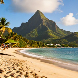 Caribbean Holidays, Dominica All Inclusive, Tropical Dominica beach and lush green mountains in warm March sunshine