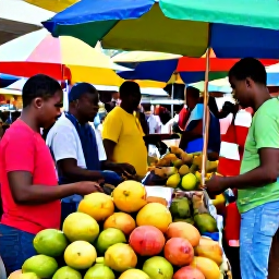 Caribbean Holidays, Dominica April Holidays, Colourful local market in Roseau, Dominica, with fresh tropical fruit, friendly vendors and visitors exploring the stalls
