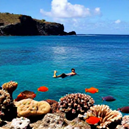 Caribbean Holidays, Dominica August Holidays, A snorkeller viewing colourful fish and coral in clear Caribbean water beside Dominica&rsquo;s volcanic coastline