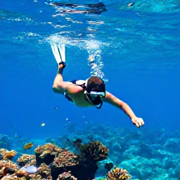 Caribbean Holidays, Dominica Beach Holidays, A snorkeller exploring clear Caribbean water at Champagne Reef in Dominica, surrounded by bubbles, tropical fish and volcanic underwater scenery
