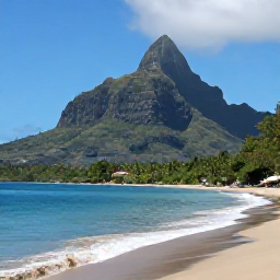 Caribbean Holidays, Dominica Beach Holidays, Quiet Caribbean beach on Dominica in December, calm blue water, volcanic mountains and lush tropical forest in the background